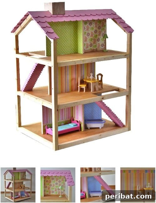 Simple Open Design Wooden Dollhouse