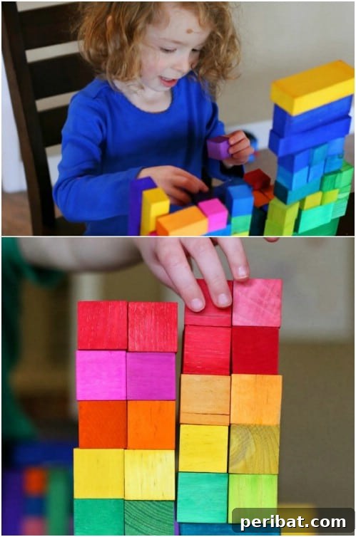 Wooden Rainbow Building Blocks