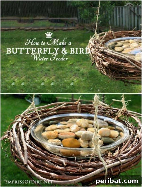 Hanging Grapevine Wreath Butterfly Feeder