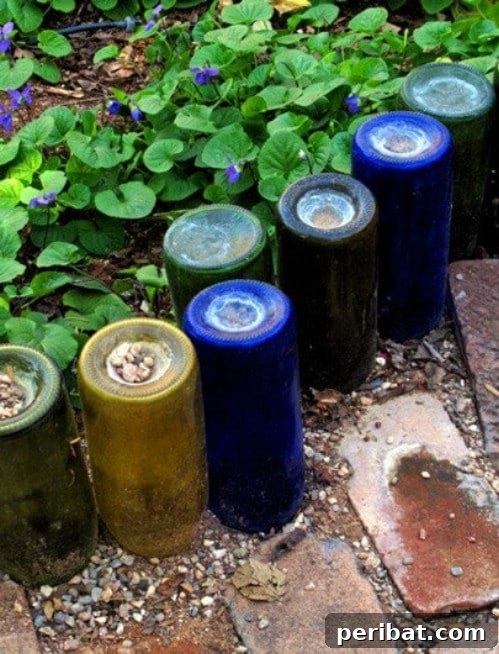 Recycled Wine Bottle Garden Edging