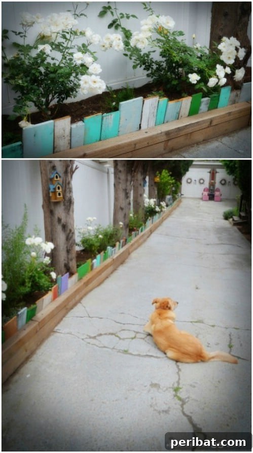 Repurposed Scrap Wood Garden Edging