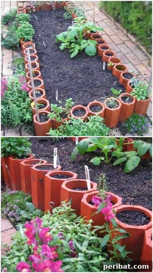 DIY Terra Cotta Pipe Edging