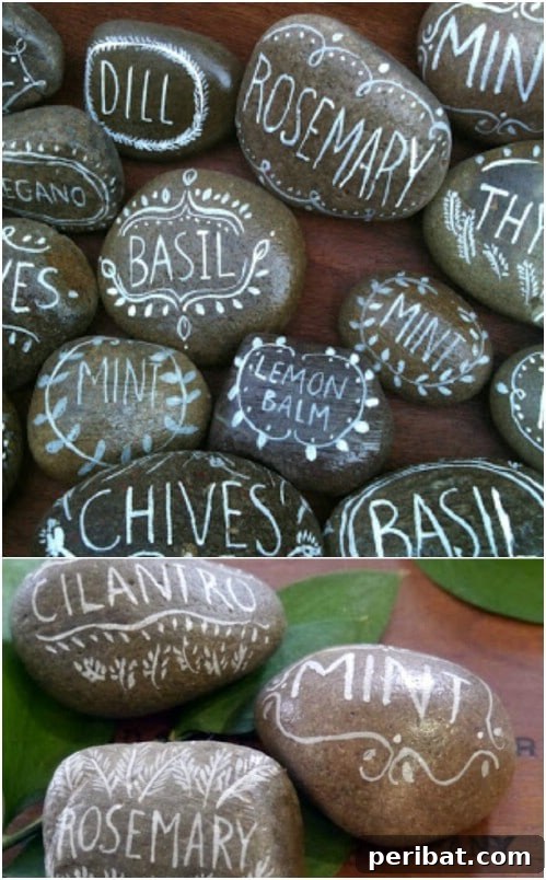 20 Creative Homemade Gifts for Garden Enthusiasts 19 DIY Painted Rock Herb Garden Markers
