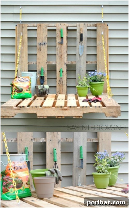 20 Creative Homemade Gifts for Garden Enthusiasts 20 DIY Fold Down Pallet Gardening Table