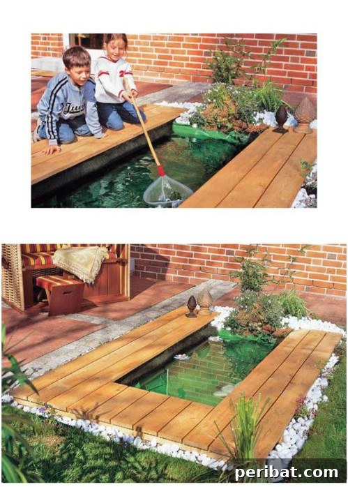 DIY Rectangular Pond With Wooden Deck