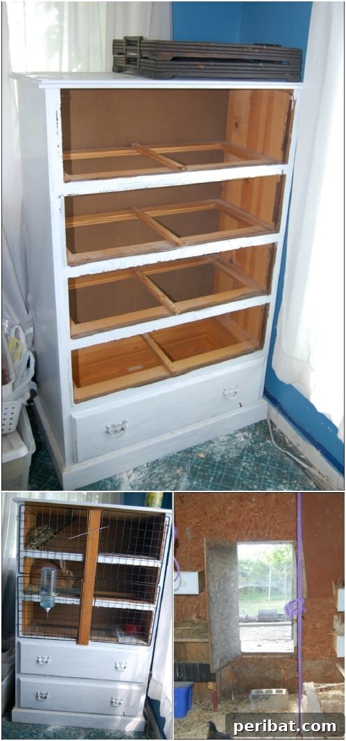 Effortless Bunny Keeping 10 Free DIY Rabbit Hutch Blueprints 3 Upcycled Dresser Bunny Hutch