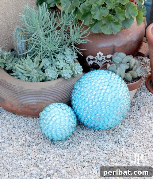 DIY Glass Stone Covered Gazing Balls