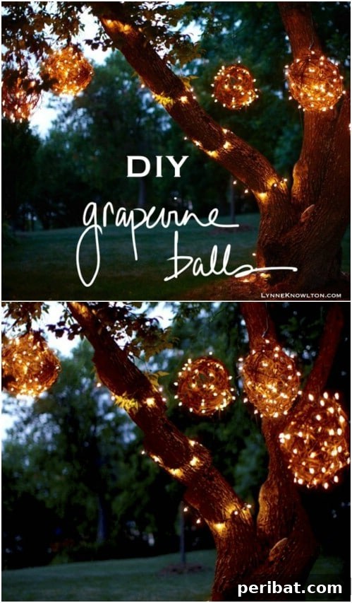 DIY Lighted Grapevine Balls
