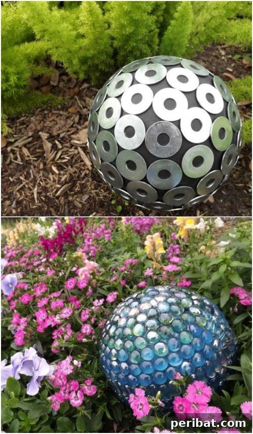 Washer Covered DIY Garden Gazing Ball