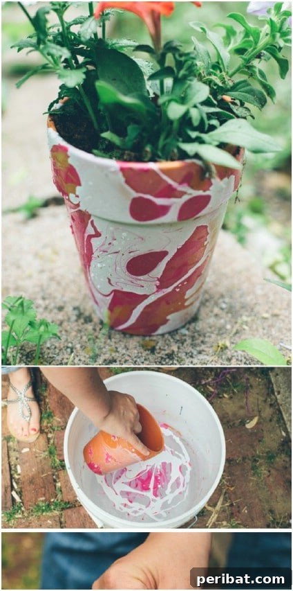 DIY Marbled Terra Cotta Planters