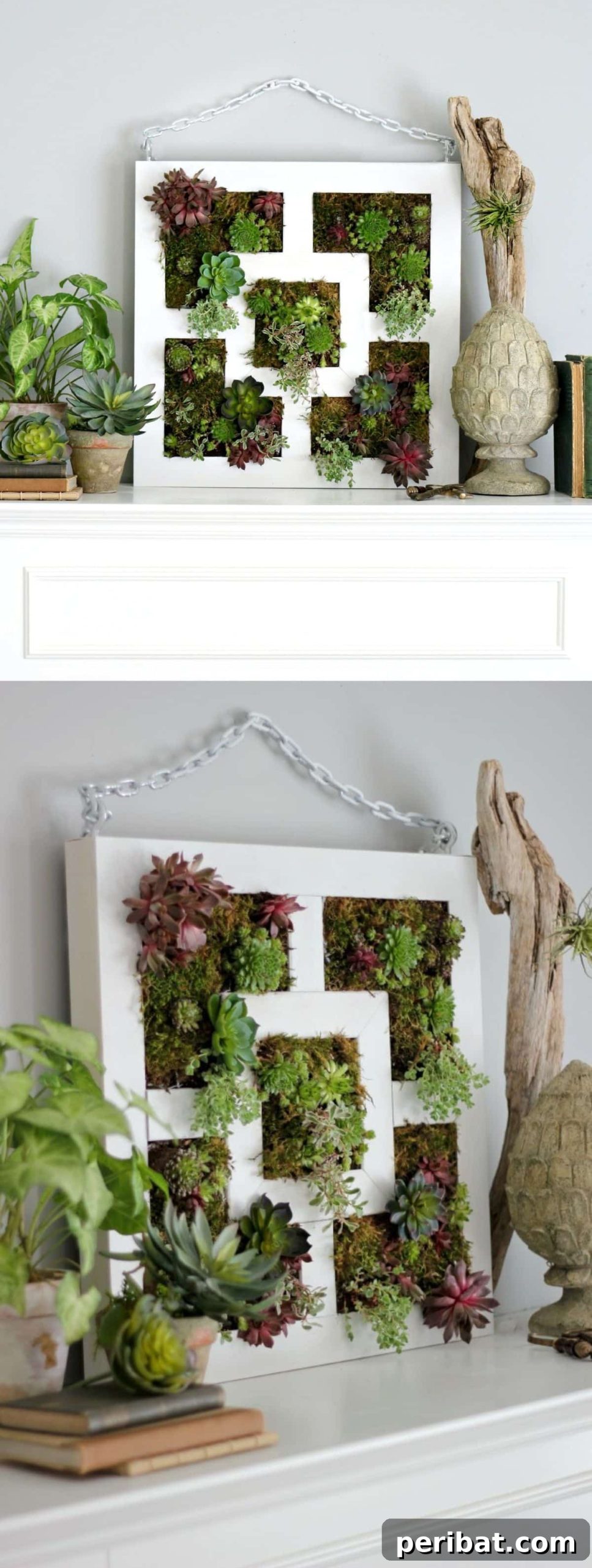 Unlock Your Garden's Potential: 12 Genius IKEA Hacks 12 An IKEA Lack table cleverly repurposed into a vertical succulent garden, featuring a diverse arrangement of succulents planted within the tabletop, creating a modern and space-efficient botanical display suitable for hanging on a porch, deck, or fence.