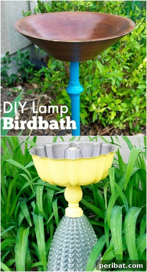 Recycled Lamp Base Bird Bath
