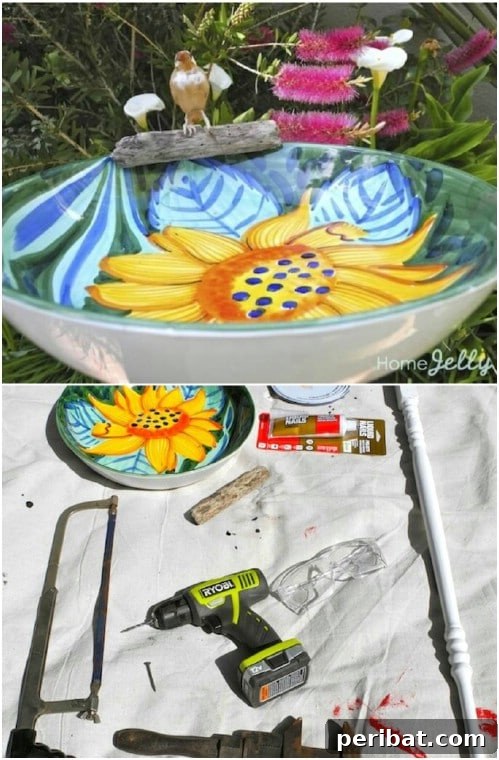 Easy $5 Serving Bowl Bird Bath