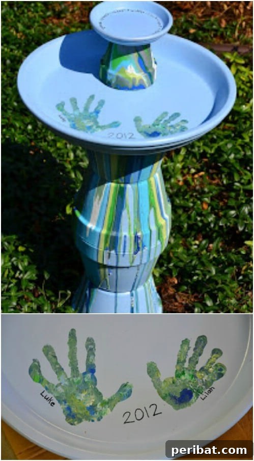 DIY Handprint Bird Bath for Kids Garden Project