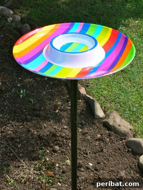 Repurposed Chip and Dip Platter Bird Bath