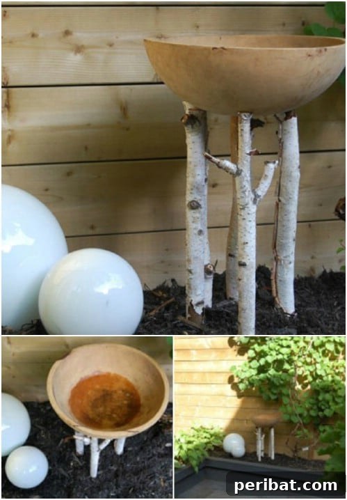 Cheap And Easy Bird Bath Made From Sticks and Repurposed Dish