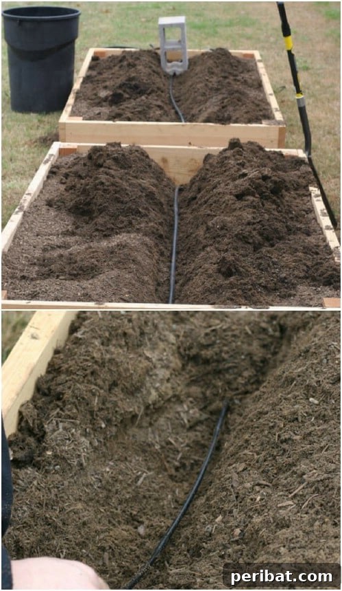Built-in Irrigation System for Raised Wooden Garden Bed