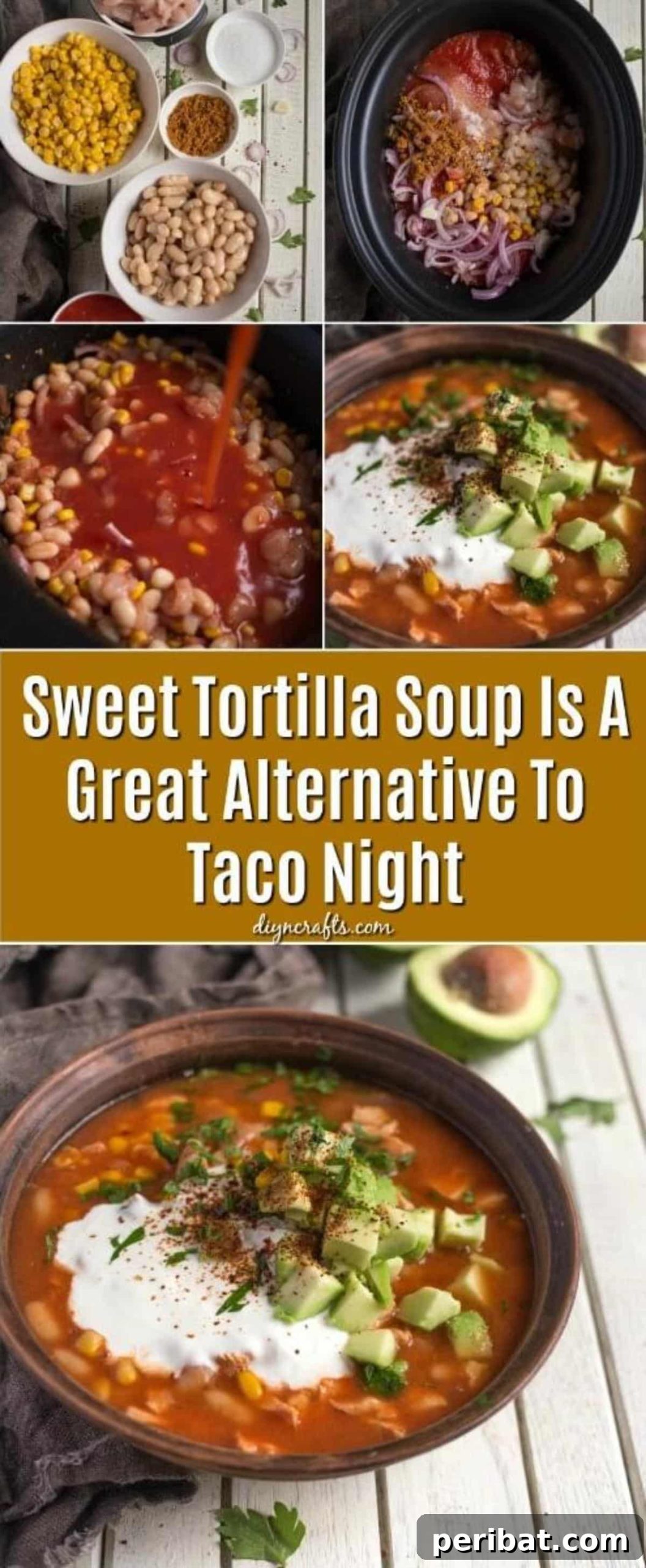 Delicious Sweet Tortilla Soup, a perfect alternative to taco night