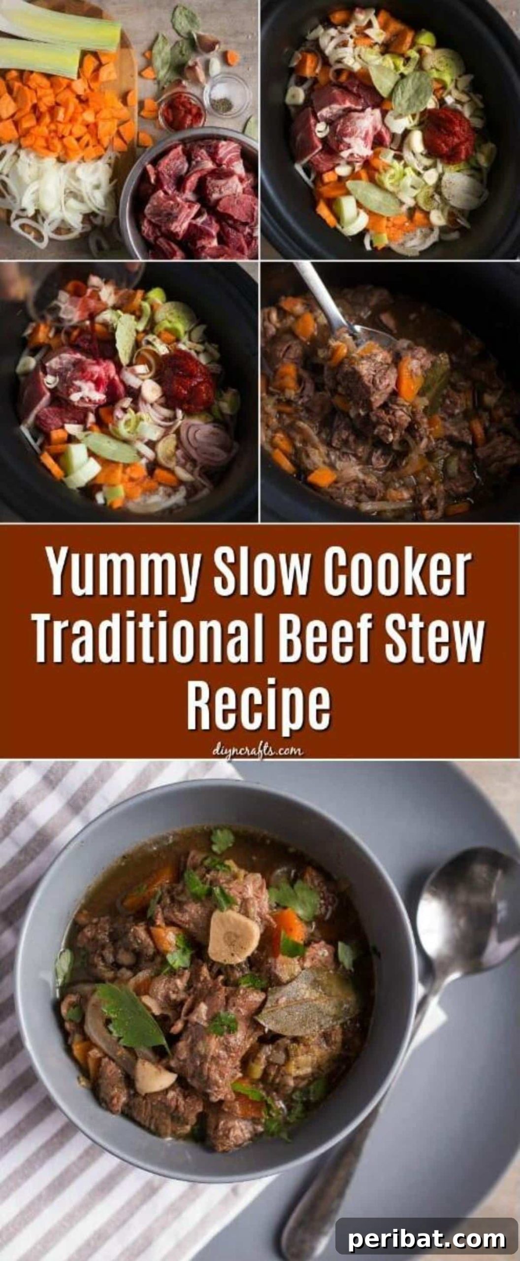 Hearty Slow Cooker Beef Stew 2 Yummy Slow Cooker Traditional Beef Stew Recipe pinterest image