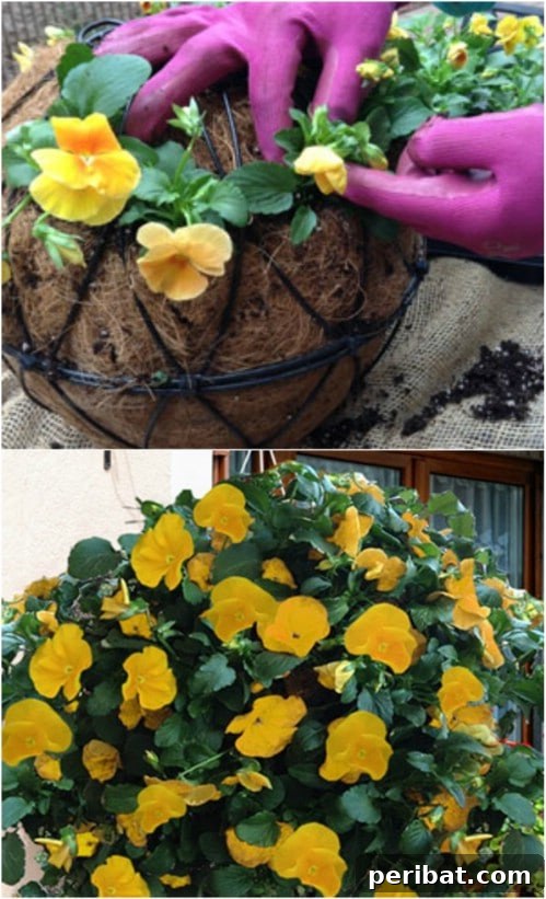 Simple, Stylish DIY Hanging Planters to Transform Your Space 12 DIY Hanging Pansy Ball for Vibrant Floral Display