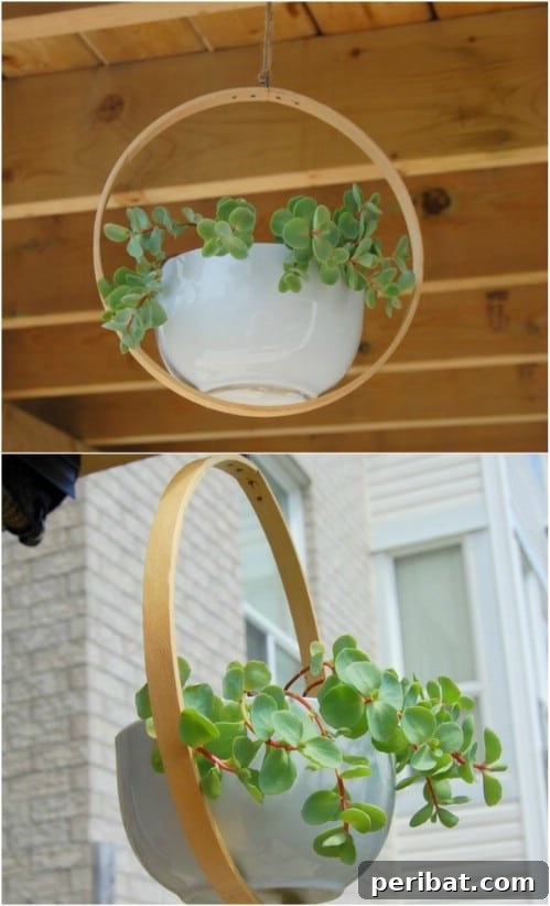 Simple, Stylish DIY Hanging Planters to Transform Your Space 13 Repurposed Embroidery Hoop Hanging Planter for Unique Decor