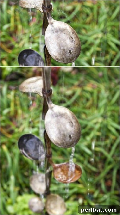 15 Brilliant DIY Rain Chains: Turn Downspouts into Delightful Water Features 3 Creative Rain Chain from Repurposed Metal Spoons