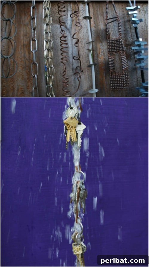 15 Brilliant DIY Rain Chains: Turn Downspouts into Delightful Water Features 10 Unique Repurposed Key Rain Chain Project