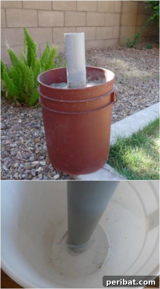 Easy DIY Patio Umbrella Stand from a Bucket