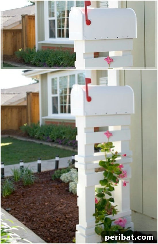 Charming DIY Trellis Mailbox Post