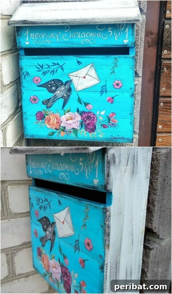 Beautiful Hand-Painted Wooden Mailbox Design