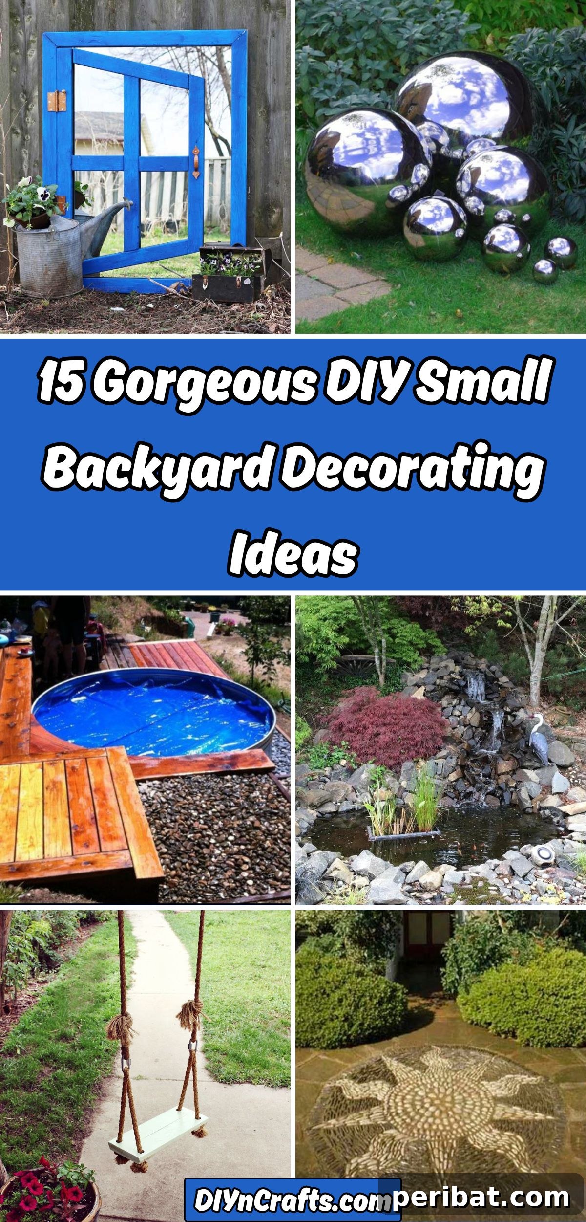 Smart DIY Solutions for Small Backyard Style 2 15 Gorgeous DIY Small Backyard Decorating Ideas collage showcasing various creative solutions for compact outdoor spaces.