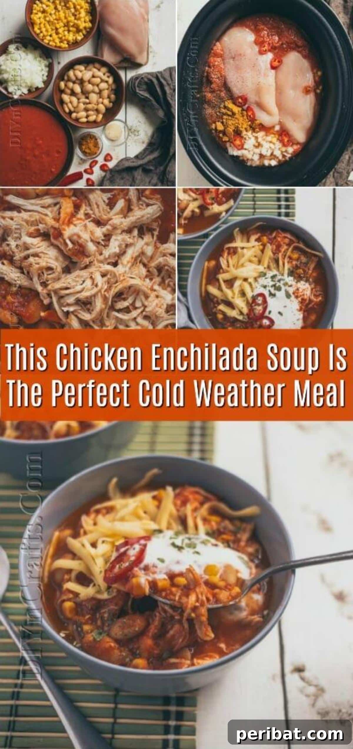 Delicious Chicken Enchilada Soup, perfect for cold weather