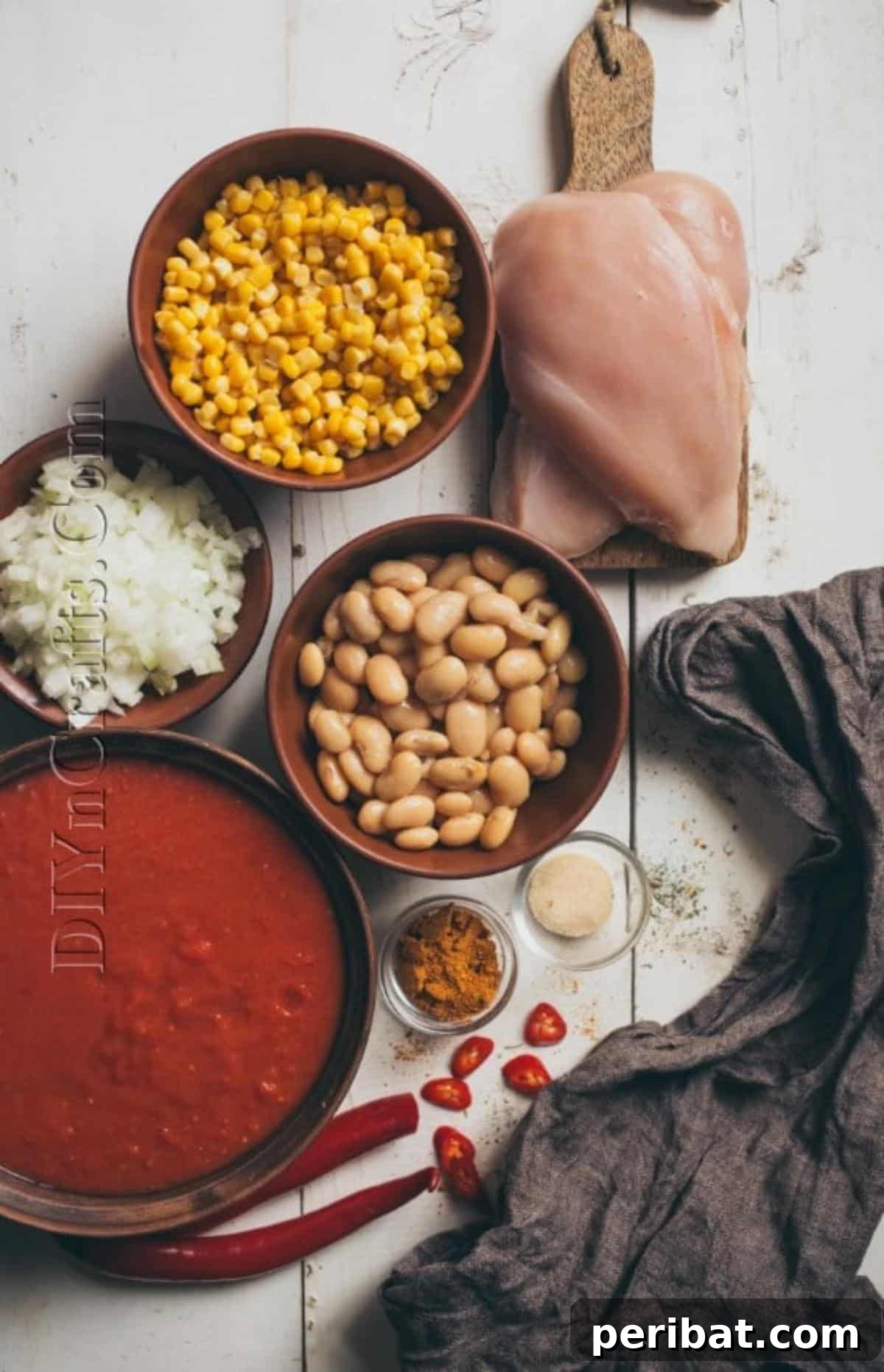 Ingredients for chicken enchilada soup laid out
