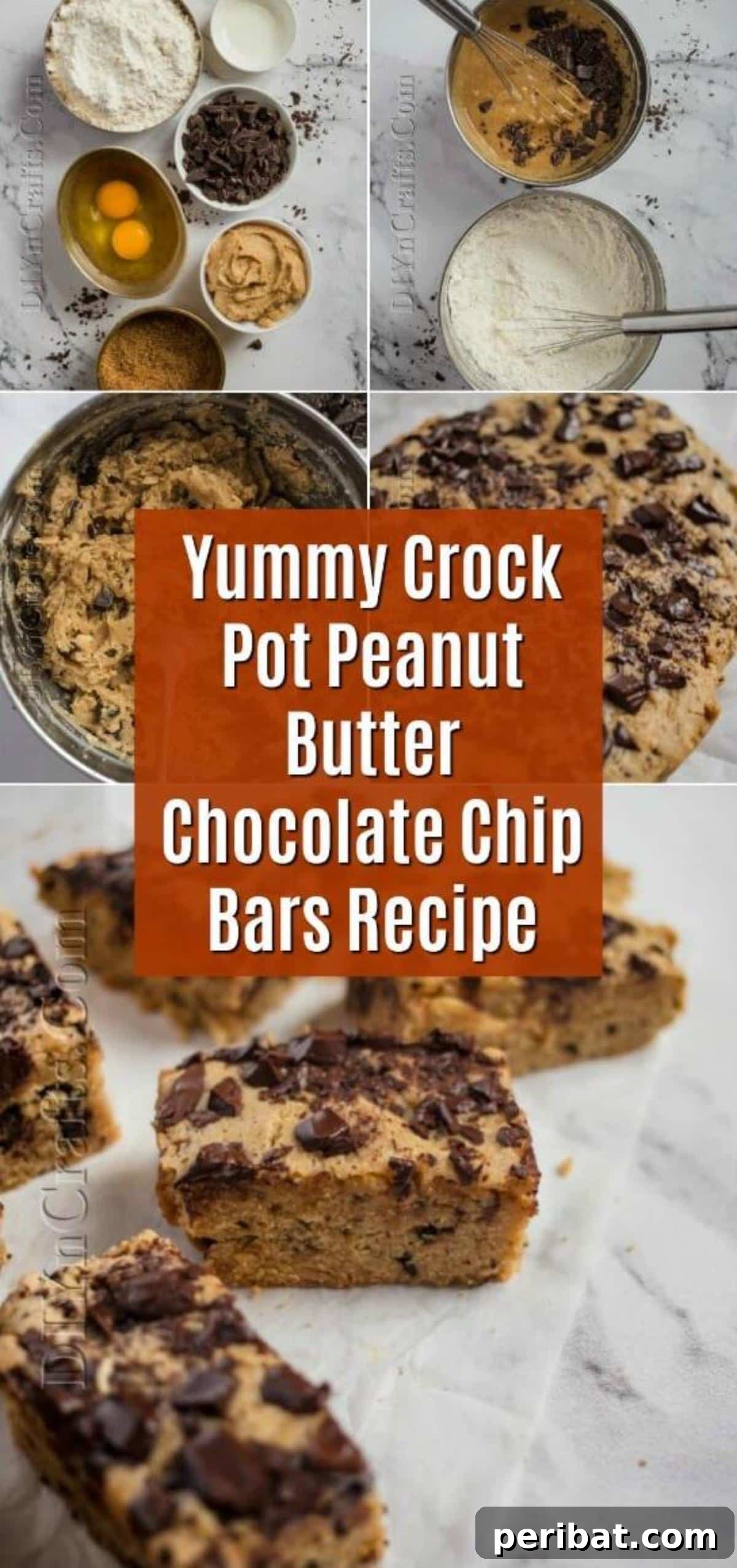 Irresistible Crock Pot Peanut Butter Chocolate Chip Bars 2 Delicious Crock Pot Peanut Butter Chocolate Chip Bars ready to be served