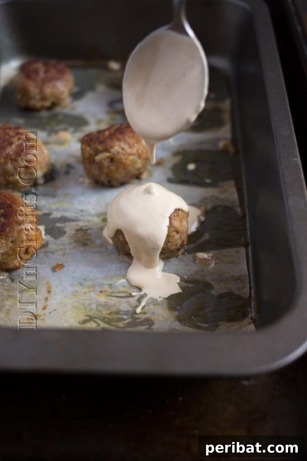 IKEA Meatball Knockoffs That Are The Real Deal 5 Adding the IKEA sauce.