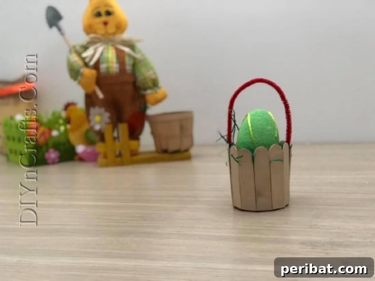 Craft Stick Easter Magic: 5 Simple DIY Projects 36 A beautiful miniature craft stick Easter basket, ready for treats or decoration