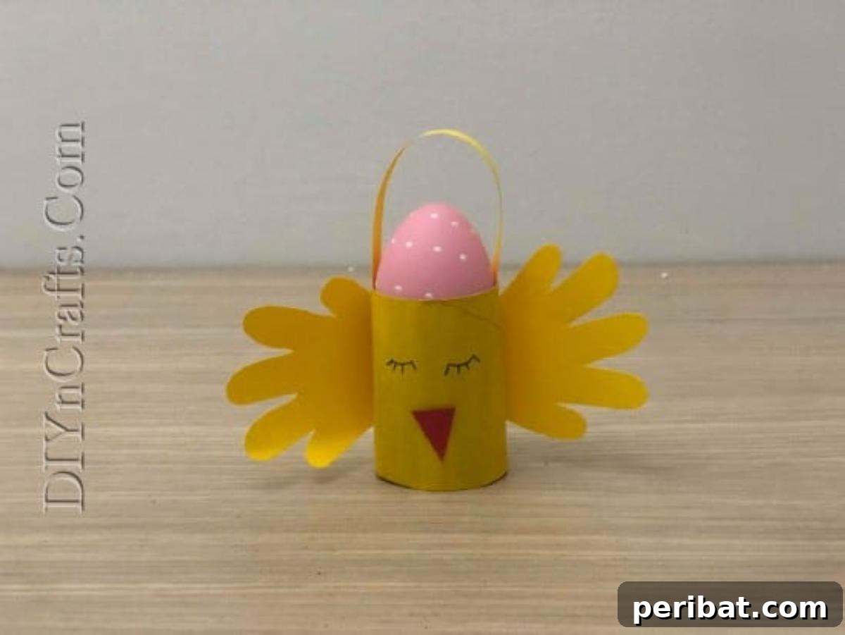 Instant Easter Fun: 5 Crafts for Kids in Under 5 Minutes 14 The completed Easter chick basket, ready to hold treats or serve as a decoration.