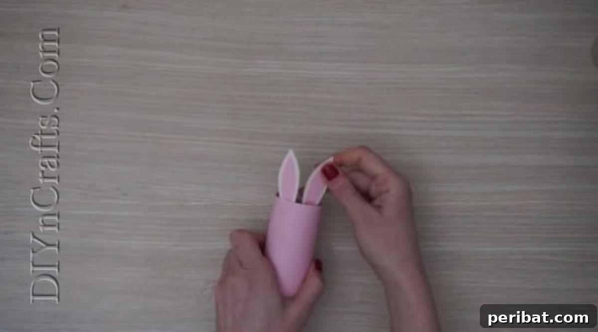 Instant Easter Fun: 5 Crafts for Kids in Under 5 Minutes 16 The bunny pencil cup with ears firmly attached, ready for further decoration.