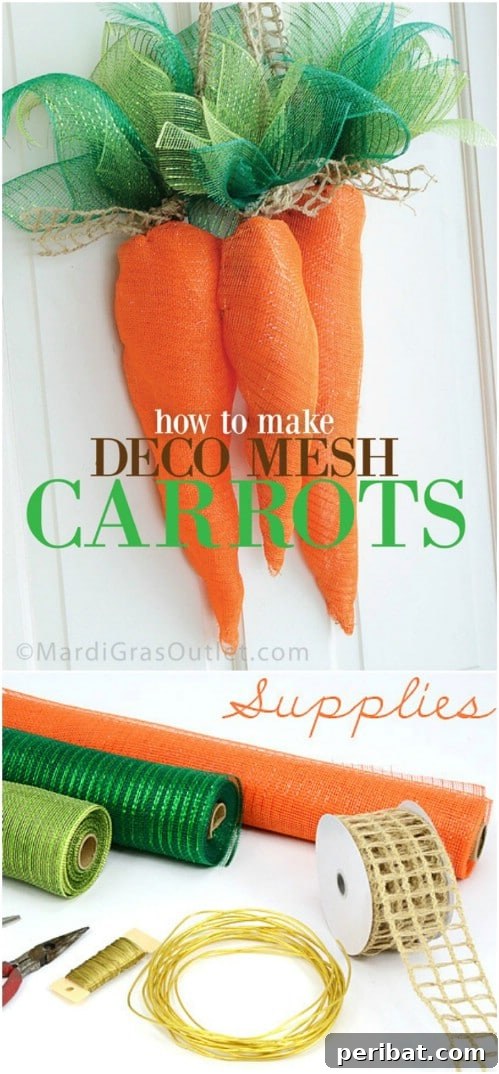 DIY Deco Mesh Carrots