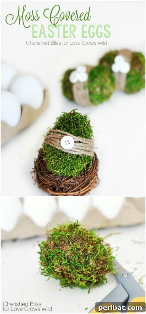 Decorative DIY Moss Covered Eggs