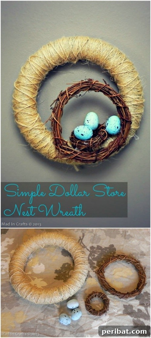 Cheap And Easy DIY Dollar Store Nest Wreath