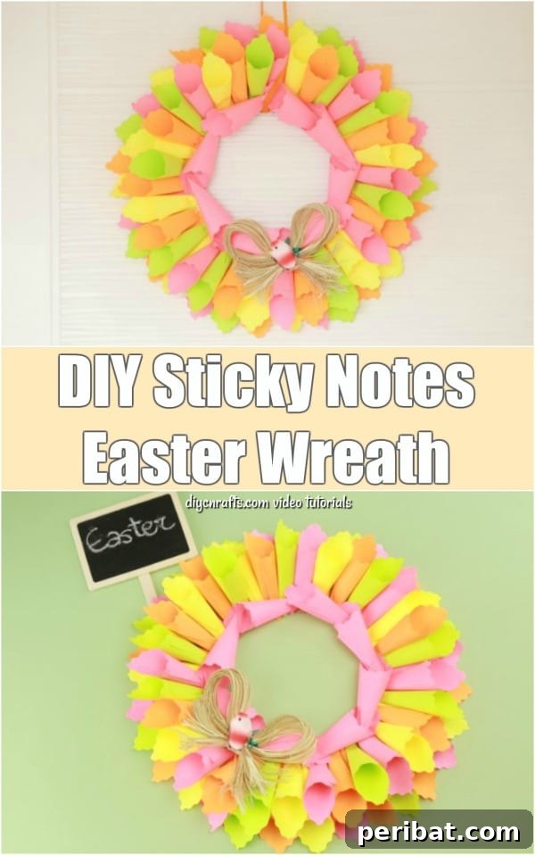 Colorful DIY Sticky Note Wreath