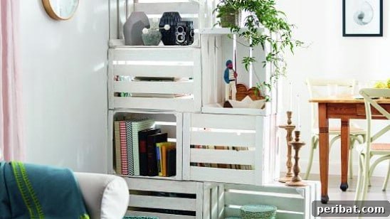 Maximize Your Home with 30 Brilliant DIY Room Dividers 12 DIY Fruit Crate Room Divider