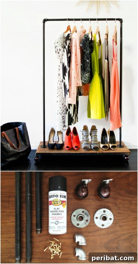 Maximize Your Home with 30 Brilliant DIY Room Dividers 18 DIY Rolling Garment Rack Room Divider