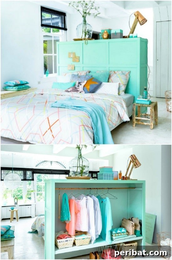 Maximize Your Home with 30 Brilliant DIY Room Dividers 22 Genius DIY Headboard And Storage Divider