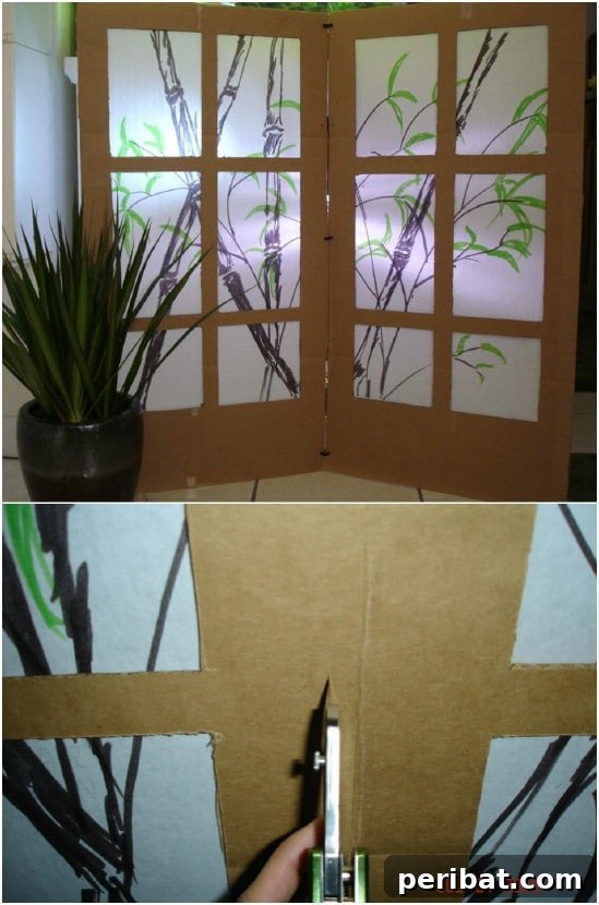 Maximize Your Home with 30 Brilliant DIY Room Dividers 23 DIY Upcycled Cardboard Room Divider