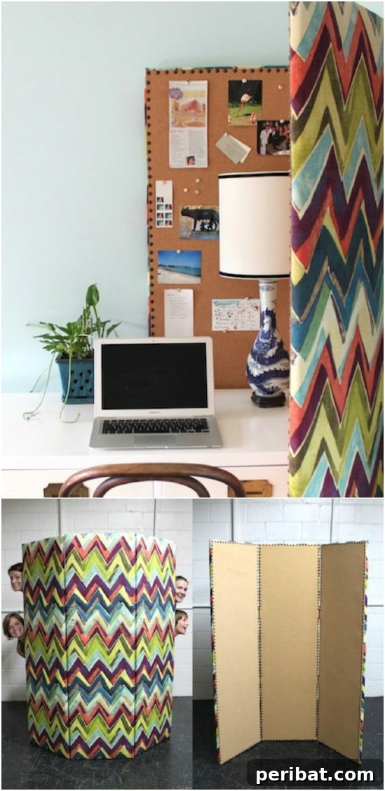 Maximize Your Home with 30 Brilliant DIY Room Dividers 8 DIY Upholstered Bulletin Board Divider