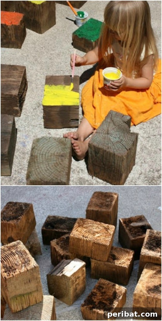 30 DIY Outdoor Play Zones for Unforgettable Summer Fun 11 Giant DIY Reclaimed Wood Blocks