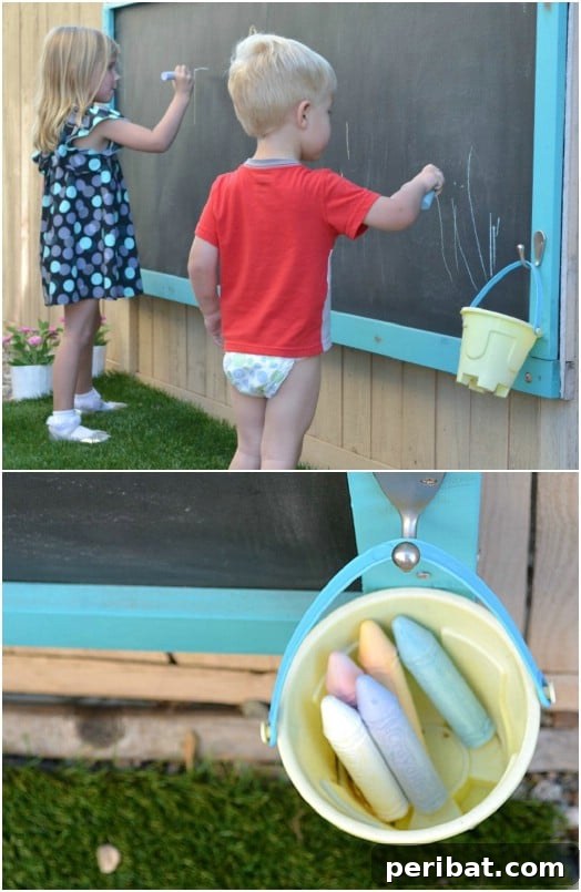 30 DIY Outdoor Play Zones for Unforgettable Summer Fun 22 Outdoor Chalkboard