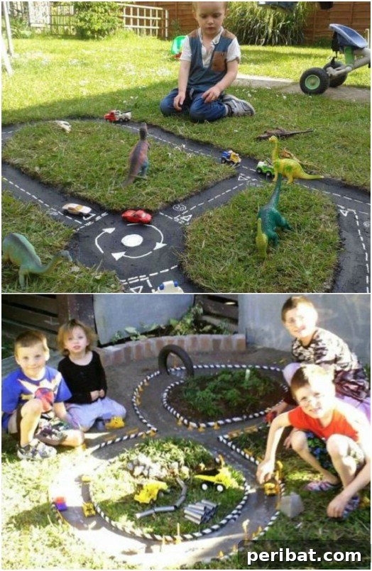 30 DIY Outdoor Play Zones for Unforgettable Summer Fun 23 DIY Backyard Racetrack